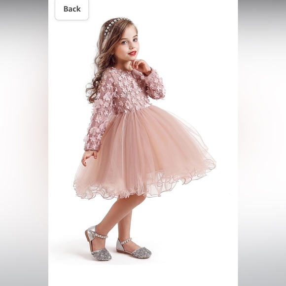 Little girls long sleeve tutu dress with 3D flowers, size 12M - Picture 4 of 5
